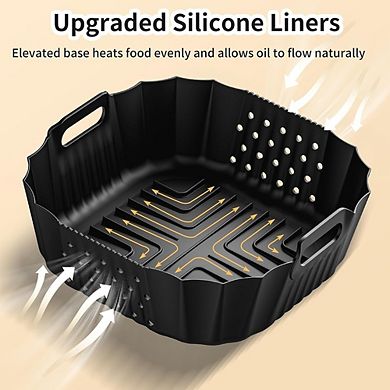 Air Fryer Silicone Liners, Reusable Non-Stick, Heat-Resistant Basket Mats