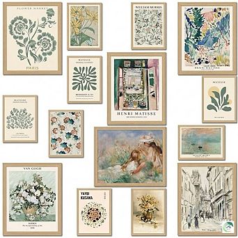 Sage Green Matisse Wall Art Abstract Boho Vintage Prints Home Decor