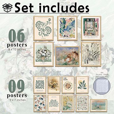 Sage Green Matisse Wall Art Abstract Boho Vintage Prints Home Decor