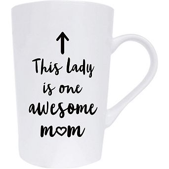 “This Lady is One Awesome Mom” 15oz Funny Mom Mug Gift, White Ceramic Coffee Cup