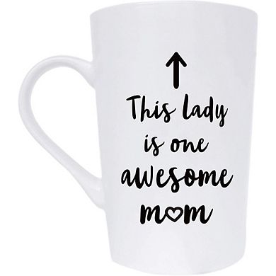 “This Lady is One Awesome Mom” 15oz Funny Mom Mug Gift, White Ceramic Coffee Cup