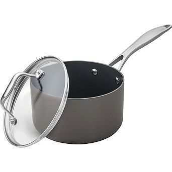 Hard-Anodized Nonstick Saucepan with Lid, Durable, Easy Clean