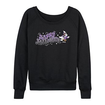 Women's Disney's Minnie Mouse "Happy Halloween" Witch French Terry Long Sleeve Tee
