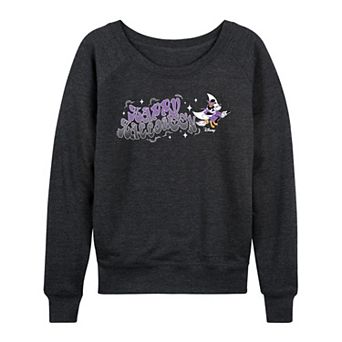 Women's Disney's Minnie Mouse "Happy Halloween" Witch French Terry Long Sleeve Tee
