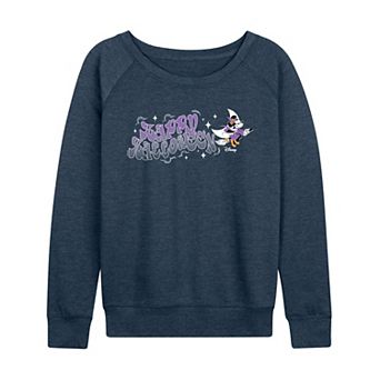 Women's Disney's Minnie Mouse "Happy Halloween" Witch French Terry Long Sleeve Tee