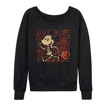Women's Disney's Mickey Mouse Skeleton French Terry Long Sleeve Tee
