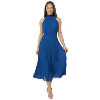 Women's bebe Sleeveless Halter Pleated Dress