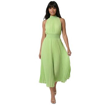 Women's bebe Sleeveless Halter Pleated Dress
