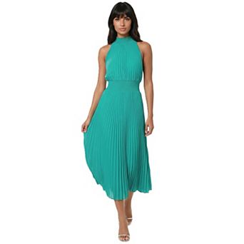 Women's bebe Sleeveless Halter Pleated Dress