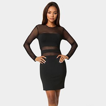 Women's bebe Illusion Mesh Mini Dress