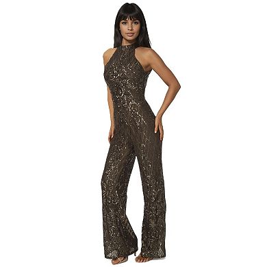 Women's bebe Sequins Halter Jumpsuit