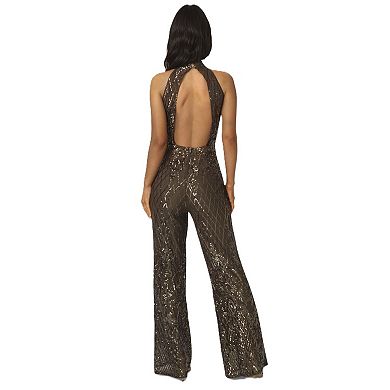 Women's bebe Sequins Halter Jumpsuit