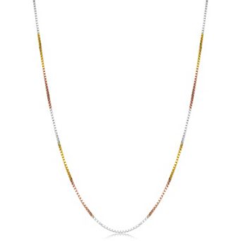 Fremada 14k Over Sterling Silver Tricolor Venetian Box Chain Necklace