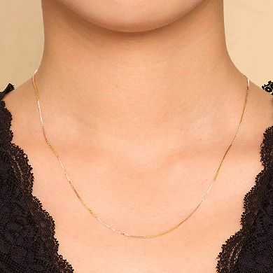 Fremada 14k Over Sterling Silver Tricolor Venetian Box Chain Necklace