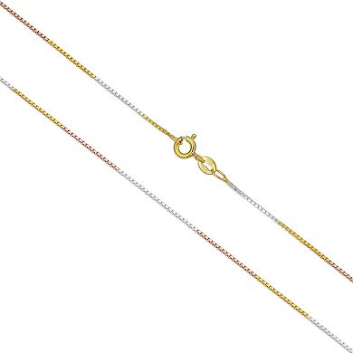 Fremada 14k Over Sterling Silver Tricolor Venetian Box Chain Necklace
