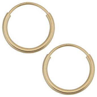 Fremada 14k Yellow Gold 1mm Thick Round Tube Endless Hoop Earrings