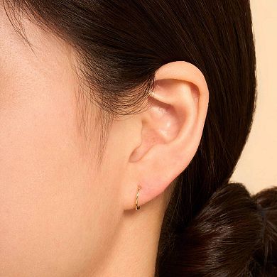 Fremada 14k Yellow Gold 1mm Thick Round Tube Endless Hoop Earrings