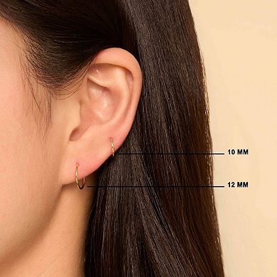 Fremada 14k Yellow Gold 1mm Thick Round Tube Endless Hoop Earrings