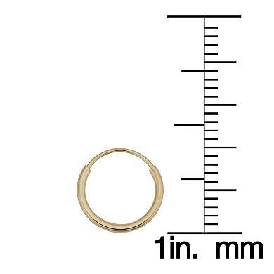 Fremada 14k Yellow Gold 1mm Thick Round Tube Endless Hoop Earrings