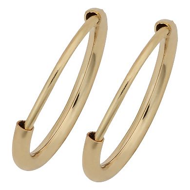 Fremada 14k Yellow Gold 1mm Thick Round Tube Endless Hoop Earrings