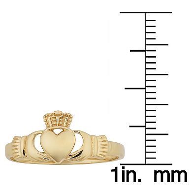 Fremada 14k Yellow Gold Claddagh Ring