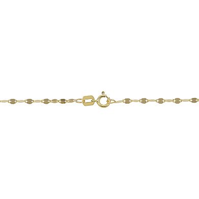 Fremada 14k Yellow Gold Over Sterling Silver Flat Link Mirror Chain Necklace