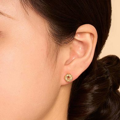 Fremada 10k Yellow Gold Textured Love Knot Stud Earrings