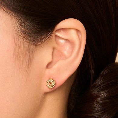 Fremada 10k Yellow Gold Textured Love Knot Stud Earrings