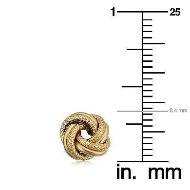 Fremada 10k Yellow Gold Textured Love Knot Stud Earrings
