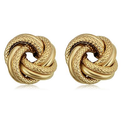 Fremada 10k Yellow Gold Textured Love Knot Stud Earrings