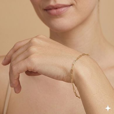 Fremada 10k Yellow Gold Paperclip Link Chain Bracelet