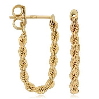 Fremada 14k Gold Rope Chain Earrings