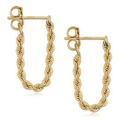Fremada 14k Gold Rope Chain Earrings