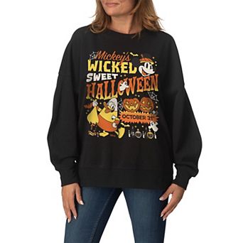 Women's Disney's Mickey's Wicked Sweet Halloween Oversized Fleece Crew Sweatshirt