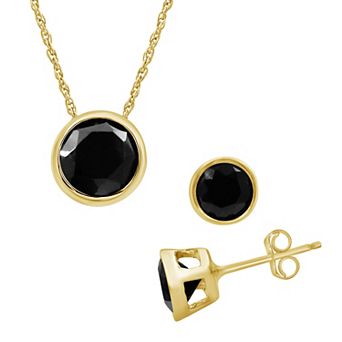 Jewelexcess 1 Carat T.W. Black Lab Grown Diamond Earring & Pendant Set