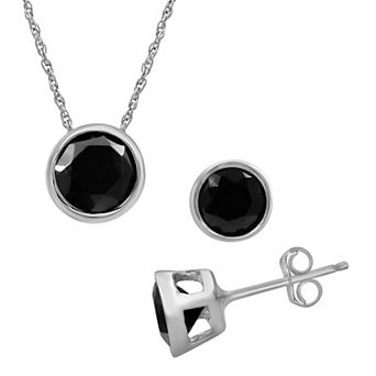 Jewelexcess 1 Carat T.W. Black Lab Grown Diamond Earring & Pendant Set