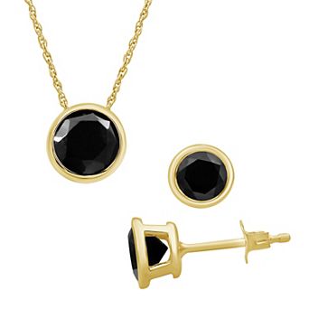 Jewelexcess 2 Carat T.W. Black Lab Grown Diamond Ear & Pendant Set