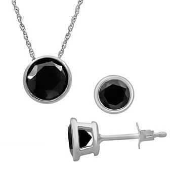 Jewelexcess 2 Carat T.W. Black Lab Grown Diamond Ear & Pendant Set