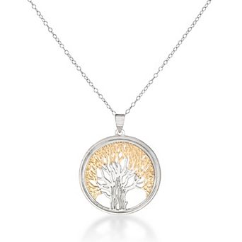 Tori Hill 14k Gold Sterling Silver Two-Tone Open Work Tree of Life Pendant Necklace