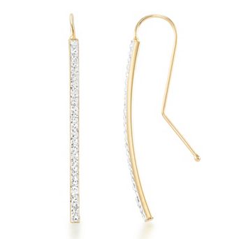 Tori Hill 14k Yellow Gold Over Sterling Silver Clear Pave Linear Dangle Earrings