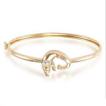 Tori Hill 14k Gold Over Sterling Silver Diamond Accent Leopard Bangle Bracelet