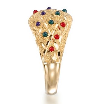 Tori Hill 14k Gold Over Sterling Silver Multi-Colored Enamel Ring