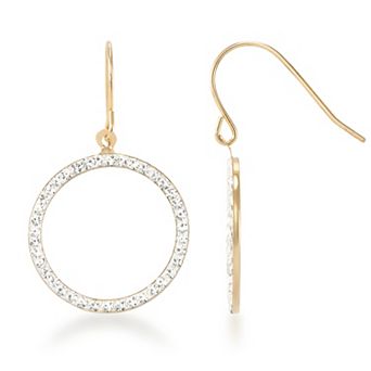 Tori Hill 14k Yellow Gold Over Sterling Silver Clear Pave Circle Drop Earrings