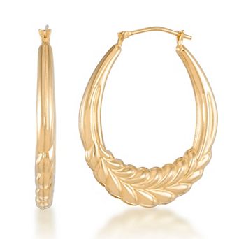 Tori Hill 14k Gold Over Sterling Silver Vine Design Graduated Hoop Earrings