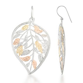 Tori Hill 14k Gold Over Sterling Silver Two-Tone Leaf Circle Earrings