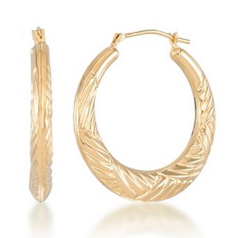 Tori Hill 14k Yellow Gold Over Sterling Silver Graduated Round Woven Hoop Earrings