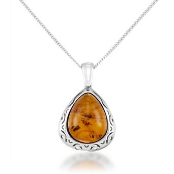 Tori Hill Sterling Silver Amber Bold Teardrop Pendant Necklace