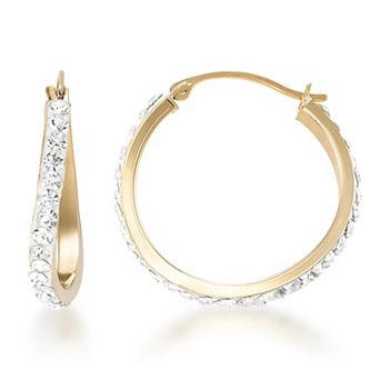 Tori Hill 14k Gold over Sterling Silver Pave Crystal Round Hoop Earrings
