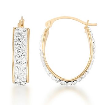 Tori Hill 14k Gold over Sterling Silver Pave Crystal Oval Hoop Earrings