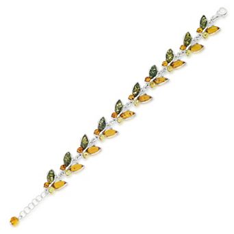 Tori Hill Sterling Silver Multi-Color Amber Butterfly Bracelet